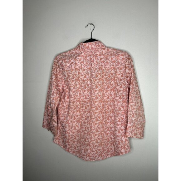 Eddie Bauer Floral Orange Wrinkle Resistant Button Front Shirt Blouse Si… - Picture 4 of 9